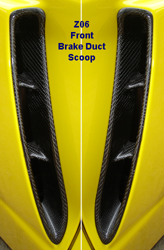 Real Carbon Fiber, C6 Z06 / Grand Sport Corvette Front Fender Brake Air Scoop / Vents Bezels, Pair